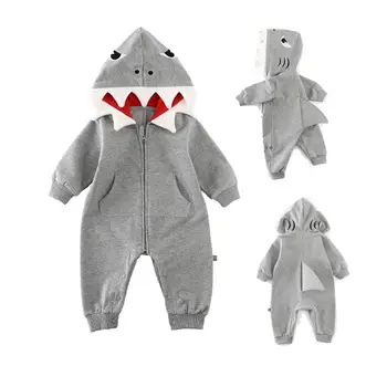0-24 m novorođene dječake, djevojčice morski pas s dugim rukavima odijelo s kapuljačom Playsuit proljeće i jesen baby baby odjeće odijelo