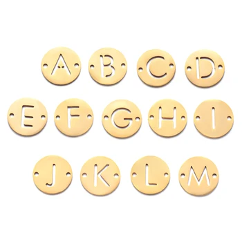 10 kom./lot nehrđajućeg čelika boja zlata cijele abecede ovjes dvije rupe priključci DIY inicijali iz abecede A-Z dodatna oprema