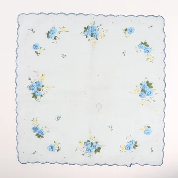 10x žene pamuk tiskano maramicu džepni rupčići kvadratnom cvijet dizajn s волнистым ruba ženske rupčići