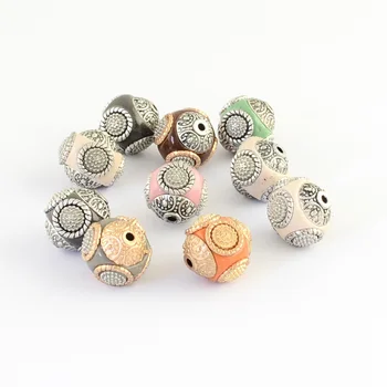 10шт ručni rad Indonezija okrugle perle 14~16 mm sa jezgrima legure perle za izradu nakita DIY dekor pribor zaključke rupu:1.5 mm