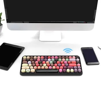 1PC 308i Wireless Bluetooth Keyboard Round Key Cap Gaming Keyboard with 84 Keys for iPhone/Android/Windows Systems,laptop