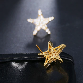 2018 nova zvijezda bijela žuta ruža zlato boja naušnice Morska zvijezda mali CZ cirkonij uha dugmad za žene stranke Brincos AE578
