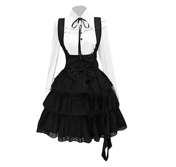 2021 Donje haljina Лолиты berba inspiriran ženske odjeće cosplay anime djevojka Crna Haljina košulja dugih rukava dužine do koljena