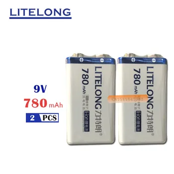 2PCS LITELONG 780mAh 9v li-ion li-baterija baterija baterija baterija baterija 9 V baterije