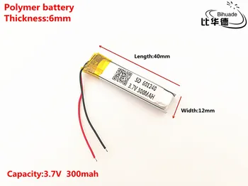 3.7 V 300mAH 601240 polimer li-ion / li-ion punjiva baterija za DVR,GPS,mp3,mp4