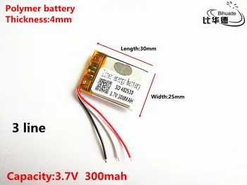 3 linija dobar Qulity 3.7 V, 300mAH, 402530 baterija je litij-ionska polimera / Li-ionske baterije za igračke, banke snage, GPS, mp3, mp4