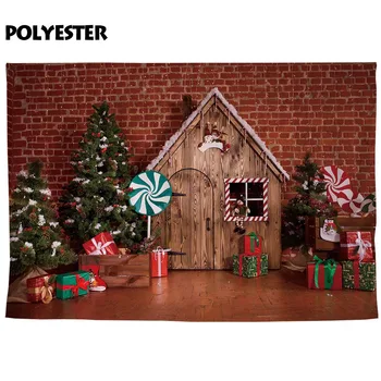 Allenjoy pozadina za foto izbojci Božićno drvce pokloni igračka, drvena kuća dječje studio photobooth profesionalni фотозвонок