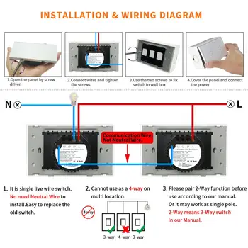 Bingoelec US/AU standardni zaslon osjetljiv na zidni prekidač 1 Gang 2 Way Dimmer Stair Touch Sensor Switch Crystal Glass Panel Switch AC 110-240 V