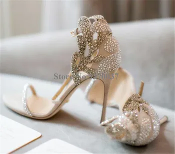Bling Bling Žene Elegantan Vanjski Čarapa Gorski Kristal Klinac Sandale Jedan Remen Klesanog Crystal Visoku Petu Sandale Za Vjenčanje Štikle