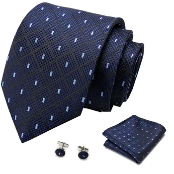 Brand-dizajner moda luksuzni svilenih kravata plava prugasta kravata za muškarce Poslovne formalni vratne kravatu i rupčići i manžete