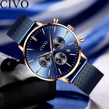 CIVO Fashion Chronograph Watches Muške vodootporne kvarcni sat Reloj Hombre 2021 New Sport Business Male Clock Relogio Masculino