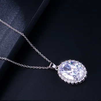 CWWZircons prekrasan veliki okrugli kubni cirkonij Kristal privjesak ogrlice za žene modni brand srebrna boja CZ nakit poklon CP016