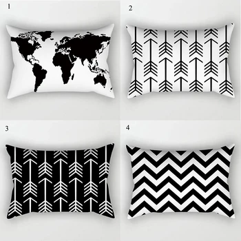 Crno bijeli geometrijski torbica za jastuk ukras kuće Kartica jastučnicu 30x50 cm jastučnice kreativno moda kauč kućanskih pomagala