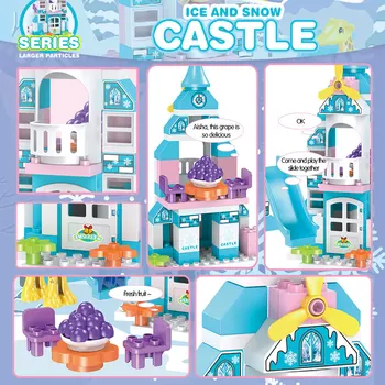 DIY Elsa ledeni dvorac gradivni blokovi grad prijatelji snijeg dvorac Princeza kuća kompatibilnost Duploed velike cigle igračke za djevojčice