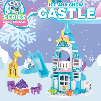 DIY Elsa ledeni dvorac gradivni blokovi grad prijatelji snijeg dvorac Princeza kuća kompatibilnost Duploed velike cigle igračke za djevojčice