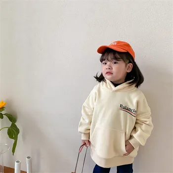 Dječji plus baršun s dugim rukavima pismo džemper sa kapuljačom 3 boje beba djeca toplo korejski vrhovima za dječake i djevojčice