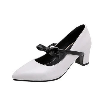 FEDONAS Kratki ženski moda svakodnevni Mary Janes cipele 2020 proljeće novi leptir čvor oštar nos debela peta plitka obuća žena