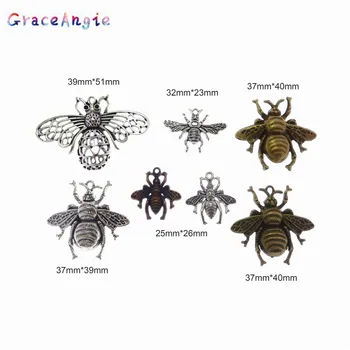 GraceAngie Mix Color 7 kom. oblik pčele životinja privjesci privjesak brončani nakit stare pčele privjesci privjesci za DIY ogrlice naušnice