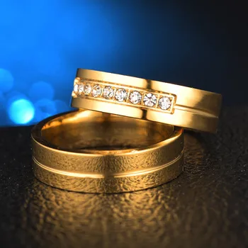 Hip hop Ledeni Out vjenčano prstenje za žene i muškarce par obećanje grupa zlatna boja nehrđajućeg čelika godišnjicu vjenčani nakit