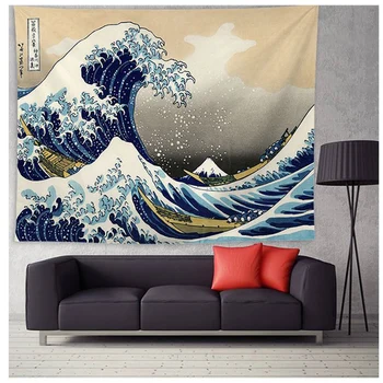 Japan Kanagawa vala tiskanih visi tapiserija Kit Arowana zidne tapiserije Boho veo yoga mat deka 200*148 cm