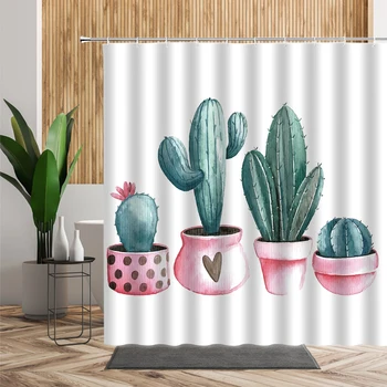 Kaktus tuš zavjesa 3D tiskani zabavne tropske botaničari kada tkanina, zavjese su ukras multi-poliester veličina pribor za kupaonice