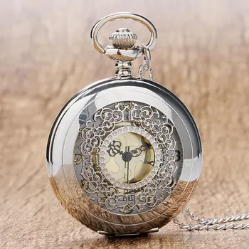 Klasicni šuplje srebrne boje kvarc džepni sat žene muškarci sat ogrlica privjesak s Chian 2018 visoke kvalitete luksuzni poklon