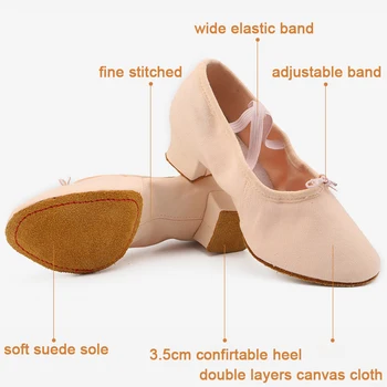 Koža Dance Cipele Za Žene Prosječna Peta Djevojke Balet Cipele Jazz Dance Cipele Trbuh Joga Latinski Ples Cipele Pointe Papuče
