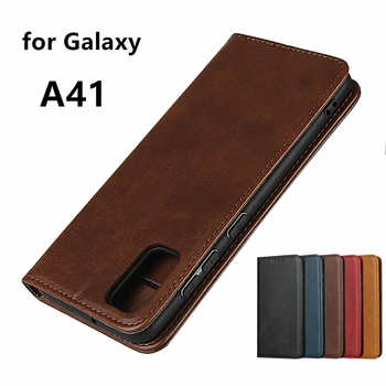 Kožna torbica za Samsung Galaxy A41 6,1-inčni flip torbica-držač kartice futrola A41 magnetska privlacnost torbica-novčanik torbica