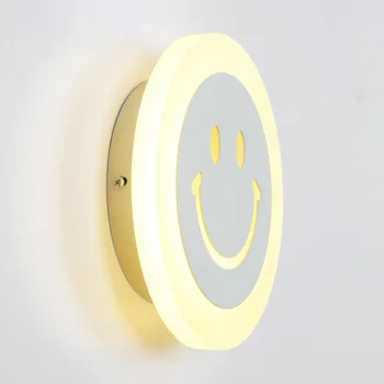 Kreativni LED Smile Face zidne lampe dječja soba crtani film mali zidne lampe ultra-tanki akril trijem prolaz krevet svjetlo