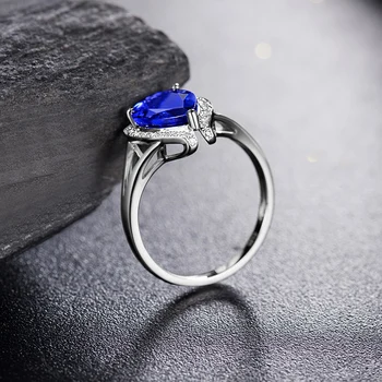 LANMI prirodni dobar tanzanite zaručnički prsten trenutno je 14 K bijelo zlato luksuzni dijamant za par voli godišnjicu likovnih nakit