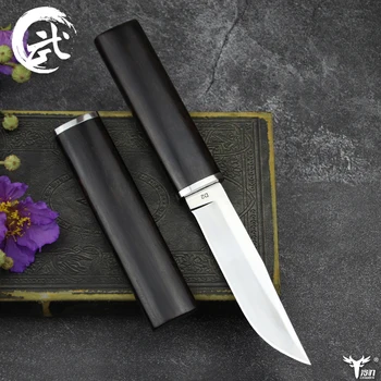 LENGREN D2 taktički nož, japanski ogledalo svjetlo nož Ebanovina ručka otvoreni lov izravan oštar nož (самурайский mač klasični)