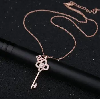 LZX Brand Key Lock Design ogrlica ogrlica bijela/rose gold boja kubni cirkonij Crystal ogrlice i privjesci za žene nakit