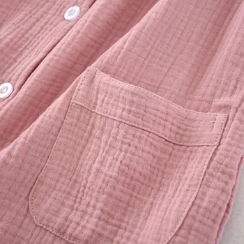 Ljetna krep-roza par hlače s kratkim rukavima pamučnim пижама muškarci i Žene Svakodnevni tanka sekcija odijelo-dvojka Пижама za spavanje
