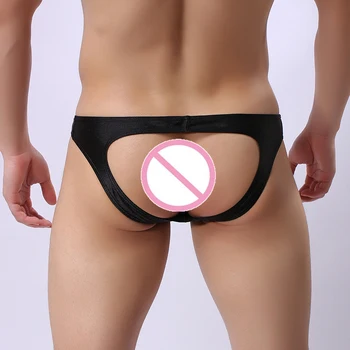Man Seksi Silk Slips Penis Pouch Backless Briefs Underwear Gay Male Bešavne Open Back Jockstrap Lingerie WOXUAN Brand