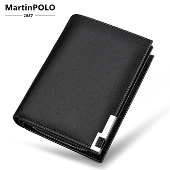 MartinPOLO muški novčanik zatvarač od prave kože držač kreditne kartice dual torbi kratke torbice za muškarce crna MP1004