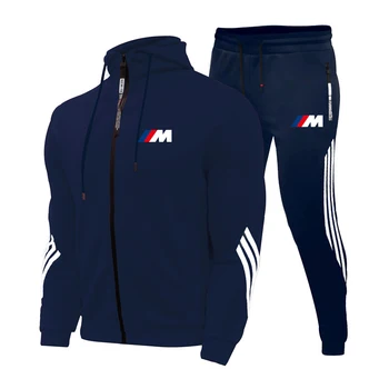 Novi BMW M gospodo jesensko-zimske setove munja majica+hlače od dva dijela sportski casual odijelo muška sportska odjeća teretana branded odjeću sportski odijelo
