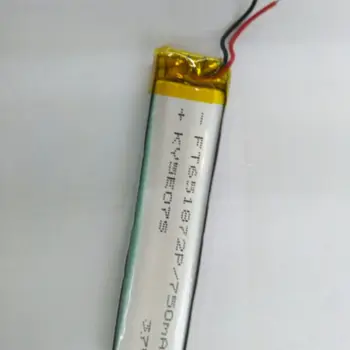 Novi hot li-ion punjiva baterija 3.7 V litij polimer baterija 651872 750mah voki toki MP3 camera pen MP4 game DIY