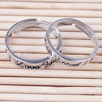 OMHXZJ Veleprodaja modne engleski Forever Love Ljubitelji par srebra 925 open adjust za Ženski ženski muški prsten je poklon RG30