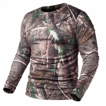 ReFire Gear kamuflaža majica za muškarce Proljeće dugi rukav vanjski Quick Dry O vrat Camo Mike airsoft taktičke lovačke majice