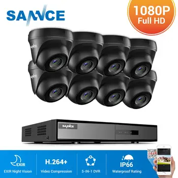 SANNCE 8CH 1080P Lite Video Security System 5IN1 1080N DVR sa 4X 8X 1080P hartija атмосферостойкими kamerama videonadzora CCTV,