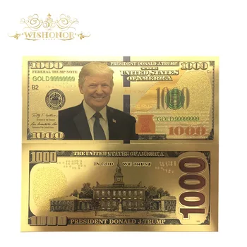 Suvenir pokloni za 10 kom. / lot za Nice SAD-a Donald Trump novčanice od 1000 novčanica u 24 K zlato zlatna folija papirni novac za poklone
