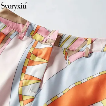 Svoryxiu pista dizajner Proljeće Ljeto 2 kom komplet ženske seksualne s ramena ispis bluza + kavijara dužina hlače modni odijelo
