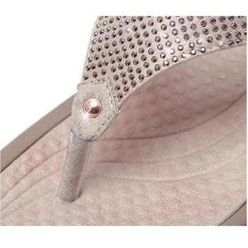 TIMETANG New Women cvjetni šampanjac šljokice ukras mrežaste papuče flip flop Wedge sandale na platformu sandalia femininaE381