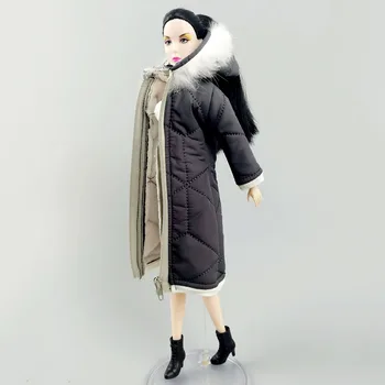 Tamno siva zimska odjeća dugi kaput za lutke Barbie odjeću odjeća jakna za 1/6 BJD lutke jakna 1: 6 lutka pribor dječje igračke