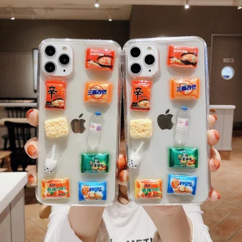 Tfshining INS Korea phone case za iphone 12 11 pro max Xs Xr Max X 6 s 7 8plus slatka 3D instant rezanci hrana epoksidna TPU poklopac