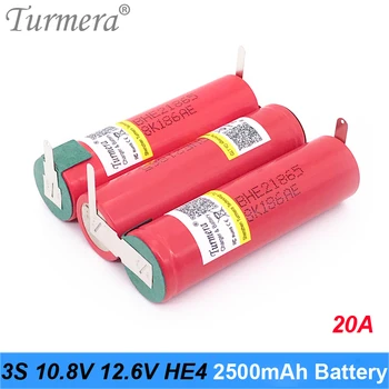 Turmera 3S 4S i 5S 6S baterija 18650 HE2 2500mAh 5000mAh 20A 12.6 V do 25.2 V svjetiljke baterija za odvijač Shurik battery pack