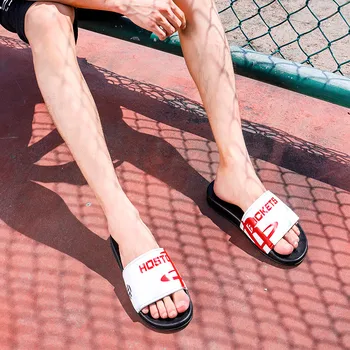 Vanjski crna ljetnim meke papuče muška moda tiskanih muške japanke trend dizajner papuče muškarci нескользящие stan plaže sandale