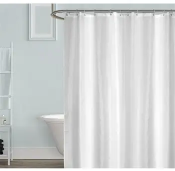 Vodootporne bijela zavjesa za tuš set od 12 kuke geometrijski čvrste zavjese za kupaonicu poliester tkanina, zavjese za kadu za uređenje doma