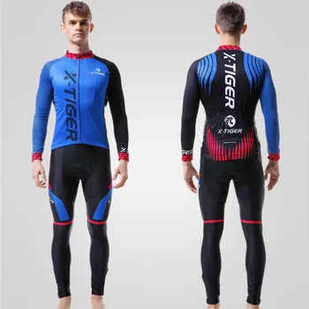 X-Tiger 2020 Long Sleeve Breathable Cycling Jersey Set Spring MTB Cycling Bike Wear Quick-Dry Cycling Clothing For Men Suit