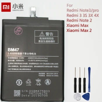 Xiao Mi originalni zamjena baterije telefona BM47 za Xiaomi Redmi 3 3S 3X 4X Redmi3 BM47 4100mAh s besplatnim alatima